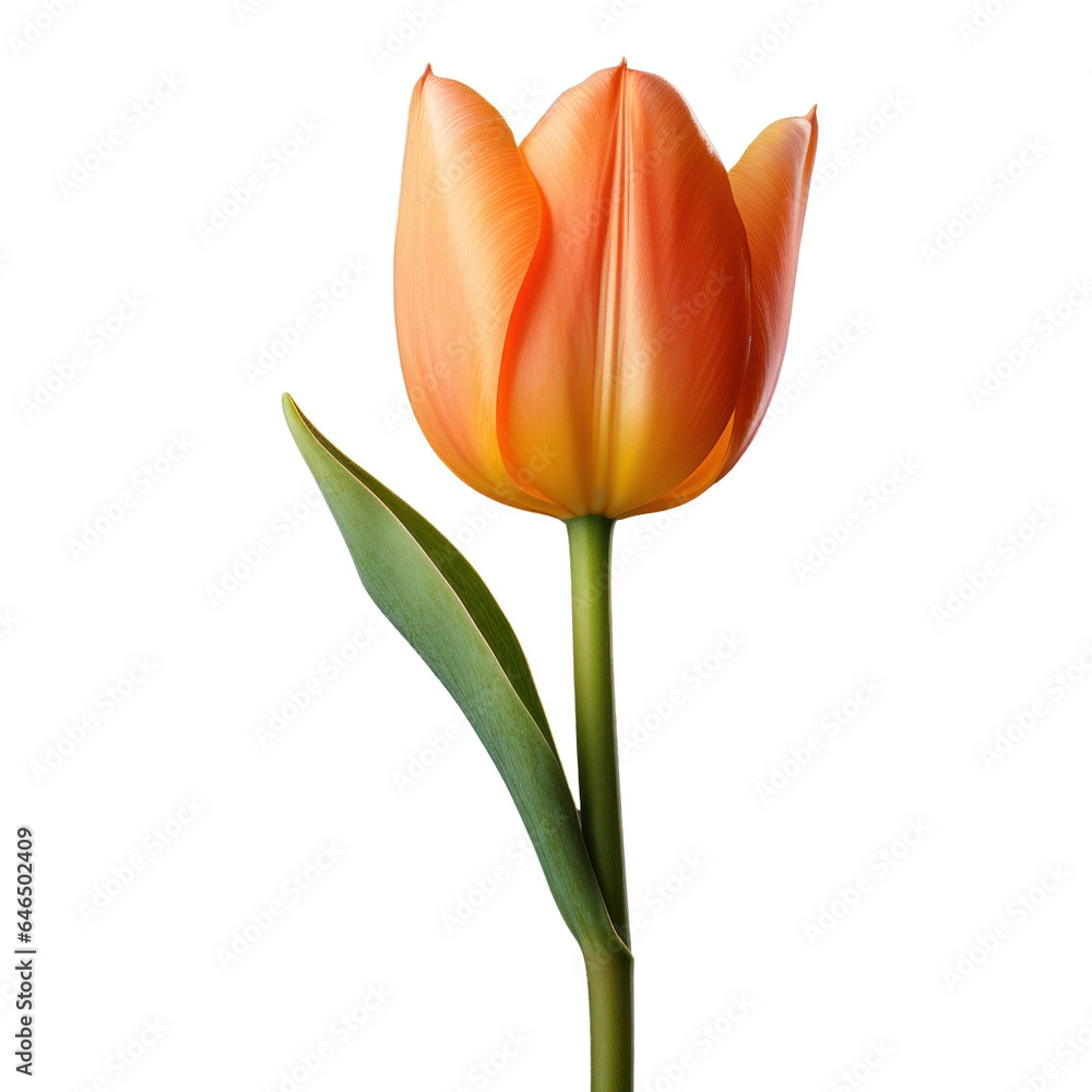 Canvas Prints one orange tulip flower, png file of isolated cutout object on transparent background.