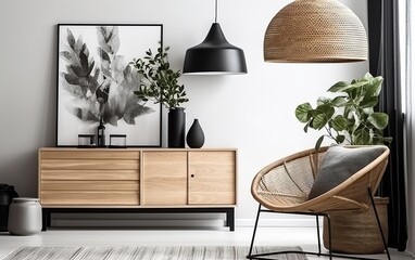 Scandinavian and design home interior of living room. AI, Generative AI