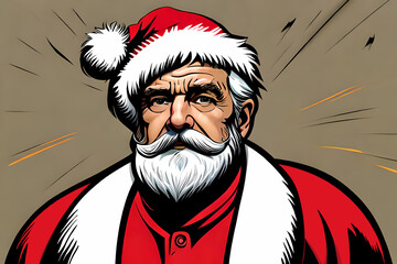 Retro comic book style Santa Claus portrait