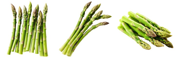Set of asparagus, isolated on transparent background - obrazy, fototapety, plakaty