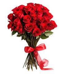 bouquet of red roses, png file of isolated cutout object on transparent background. - obrazy, fototapety, plakaty