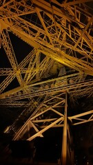 Architecture of the Eiffel Tower at night