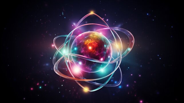 picture of an atom, copy space, 16:9