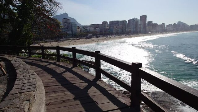 View of the beach from Mirante do Leblon in Rio de Janeiro Brazil