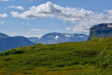Nature and mountains on the way into the Kebnekaise valley, Nikkaluokta.