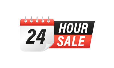 Last day offer modern label design with calendar countdown. 24 hour sale promo sticker. Best deal badge isolated illustration. Vector illustration