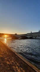 sunset on the quays of the Seine