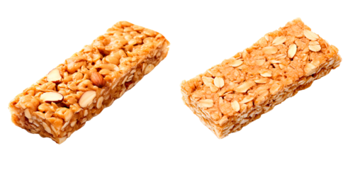 Set of oat and nut bar,  isolated on transparent background