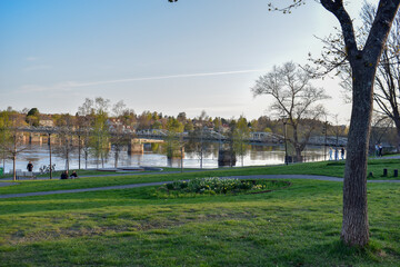 The Umeriver in the city of Umea, Vasterbotten Sweden.