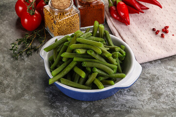 Vegan cuisine - boiled green bean