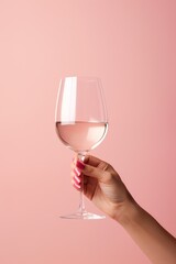 Womans hand holding a wine glass