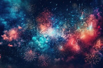 Fototapeta premium Bright fireworks in night sky