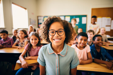 Obraz premium Portrait of a student smiling in a classroom