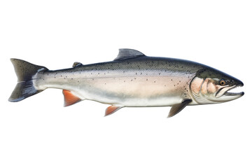 Salmon fish isolated on transparent background cutout.