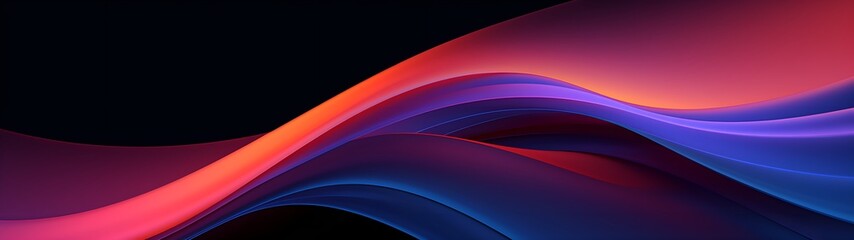 Vibrant Multidimensional Wave: Abstract 3D Art on Dark Canvas, Web Banner, wide size