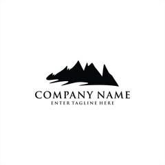 Fototapeta na wymiar mountain logo design, mountain vector, pine tree, mountain and mountain silhouette, mountain logo premium 