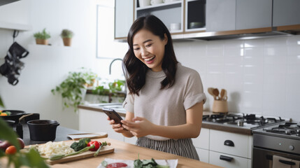 Young woman cooking in the kitchen