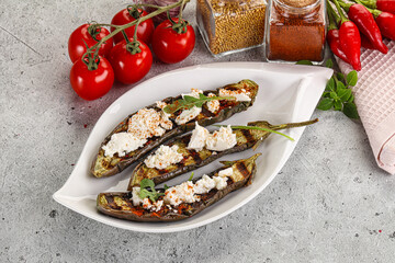 Grilled eggplant with feta cheese