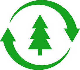 Fototapeta premium Wood recycle icon in flat style.