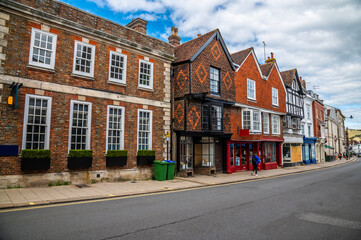 A view down the high street in Lewes, Sussex, UK in summertime © Nicola