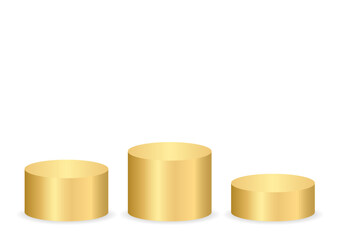 Golden Pedestal Podiums or Winner Podium. Vector Illustration. 