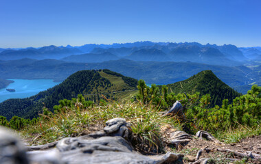 Fototapeta na wymiar Blick vom Herzogstandgipfel in das Karwendelgebirge 