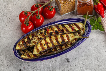 Grilled tasty ripe eggplant slice
