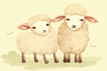 two cute sheep. High quality photo