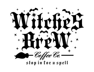 Witches Brew Coffee Co, Halloween Quote Vintage T Shirt Design