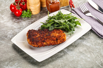 Tasty roasted breaded meat schnitzel