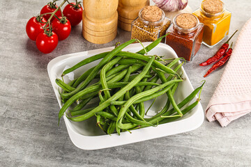 Raw green bean string uncooked
