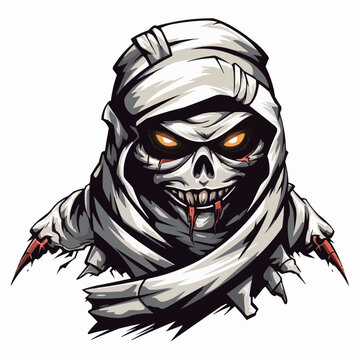 Esport mummy vector logo on white background, mummy icon, mummy head, mummy sticker