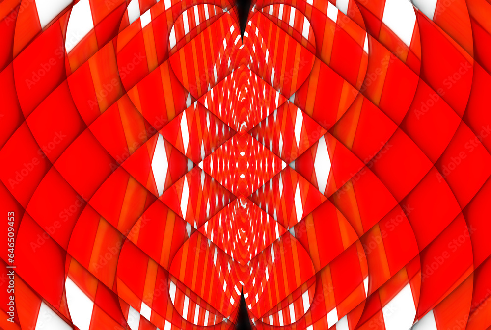 Poster red and white concentric heart shape with drop shadows