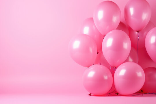 Pink Balloon Birthday Background with Empty Space for Copy Text - Generative AI
