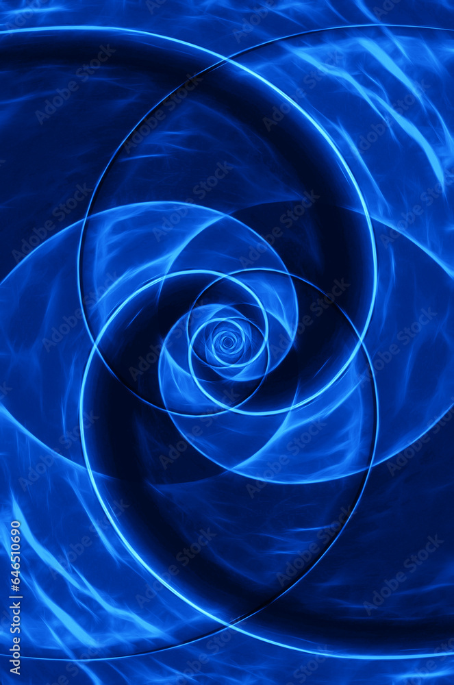 Aufkleber shades of cobalt blue overlapping nested spiral design in square format
