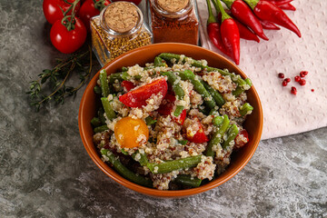 Vegan boiled quinoa with vegetables