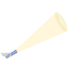 flashlight with beam brush isolated on white illustration