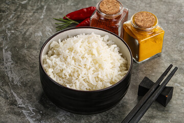 Steamed Basmati rice in the bowl