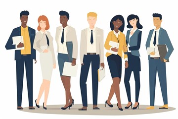 Fototapeta premium A group of people in business attire holding work-related items