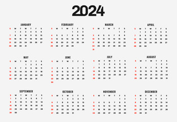 Minimal calendar for 2024 flat design