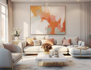 3D Rendering of an Elegant Modern Living Room