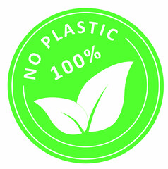 No plastic 100%. Green sign, emblem, market, banner, sticker