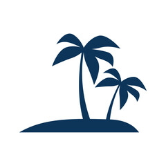 Palms on Island Vector Silhouette Icon Transparent Background