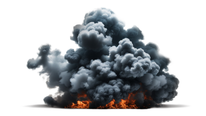 Thick cloud of smoke with fire