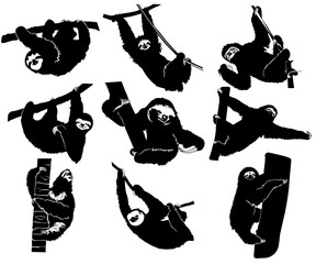 Sloth Silhouette Set, Sloth Silhouette collection © Aakhra