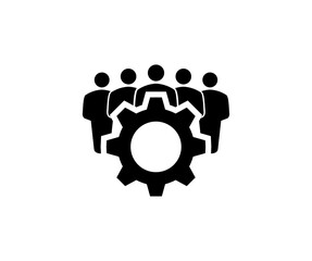 Business integration, partnership to get solution, connection or teamwork, work efficiency logo design. Business teamwork, human resources, work group, team vector design and illustration.
