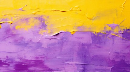 Bright paint, purple, and yellow color on an abstract background texture on canvas