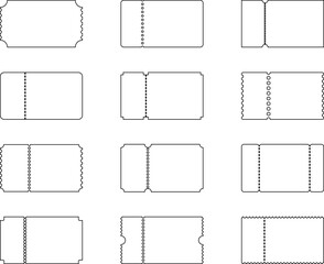 Ticket template. Concert ticket, lottery coupons, coupon vector