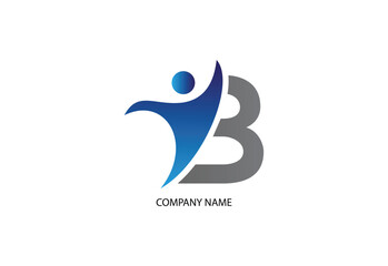 Naklejka premium Human with letter B logo design concept template