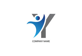 Human with letter Y logo design concept template